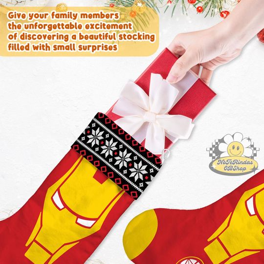 Personalized Superhero Characters Disney Christmas Stocking, Marvel Ironman Spiderman Stocking