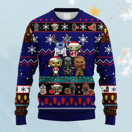 Star Wars Characters Christmas Ugly Sweater, Disney Christmas