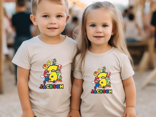 Super Mario Birthday Shirt, Custom Mario Shirt, Super Mario Family Birthday Party Shirt, Super Mario Kids Shirt