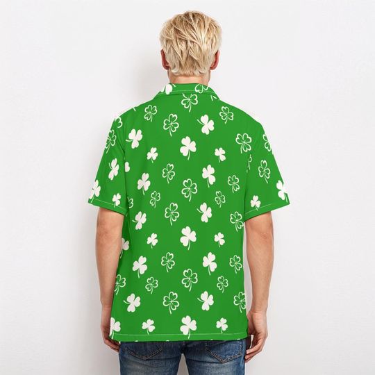 Shamrock Pattern Collared Shirt - Hawaiian Shirt - St. Patrick's Day Shirt