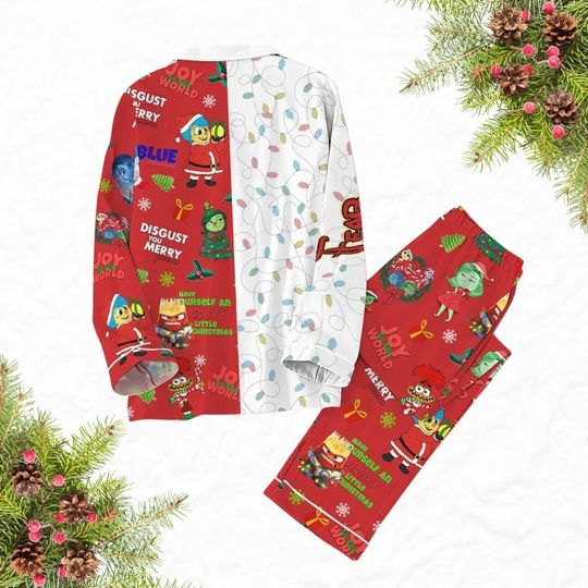 Disney Inside Out 2 Christmas Pajamas, Disneyland Xmas Pajamas