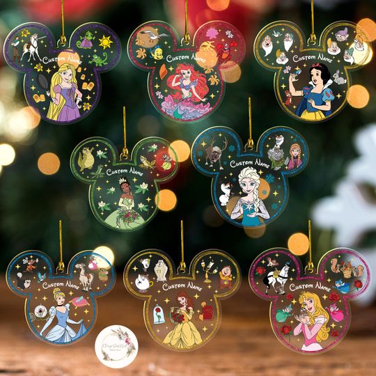 Personalized Disney Princess Ornament, Princess Christmas 2024 Ornament