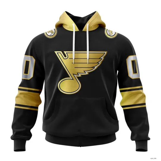 Personalize St. Louis Blues Special Black And Gold Hoodie