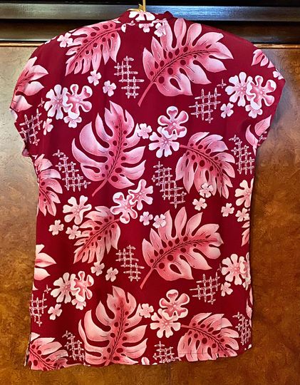 1940s Rayon Asian Hawaiian Teatimer Monstera Print M