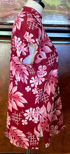 1940s Rayon Asian Hawaiian Teatimer Monstera Print M
