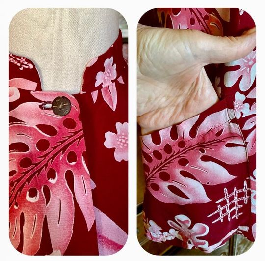 1940s Rayon Asian Hawaiian Teatimer Monstera Print M