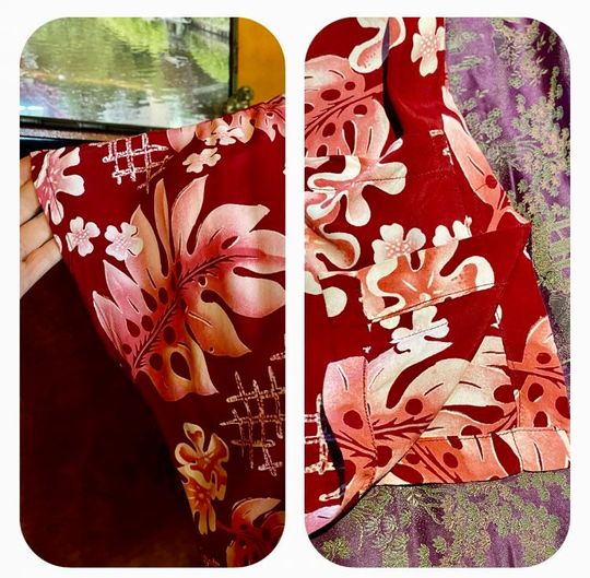 1940s Rayon Asian Hawaiian Teatimer Monstera Print M