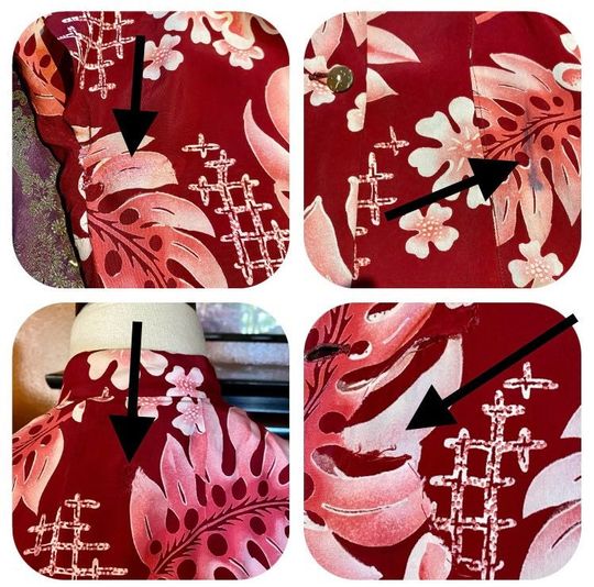 1940s Rayon Asian Hawaiian Teatimer Monstera Print M