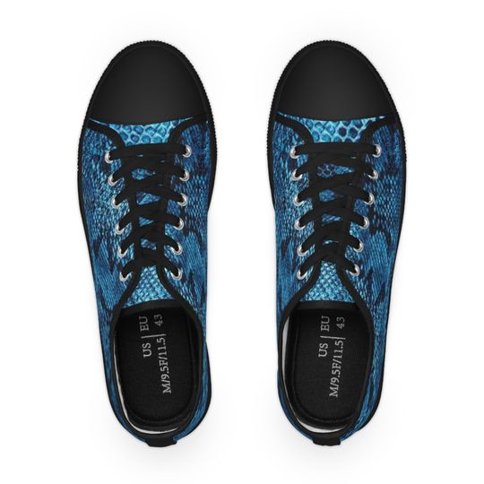 Azure Snake Skin - Men's Low Top Sneakers