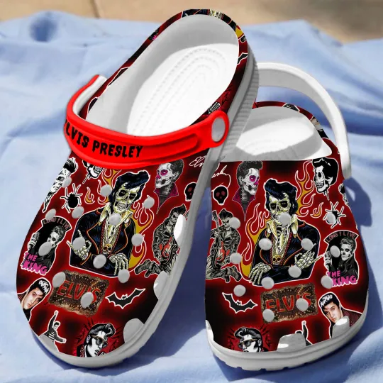 Hot Red The Undead Rock King Elvis Presley Music Clogs