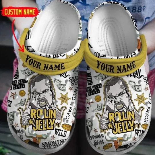 Personalized Singer Jelly Roll Rollin Jelly Music Clogs Shoes