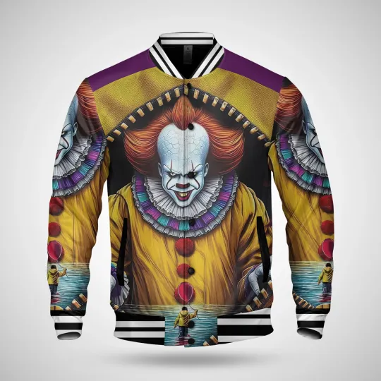Horror Pennywise We All Float Down Here Baseball Jacket