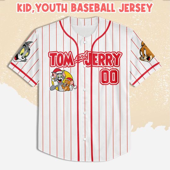 Personalized Cat and Mouse Baseball Jersey, Disney Cat and Mouse Baseball Jersey