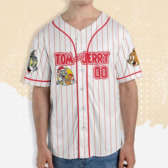 Personalized Cat and Mouse Baseball Jersey, Disney Cat and Mouse Baseball Jersey