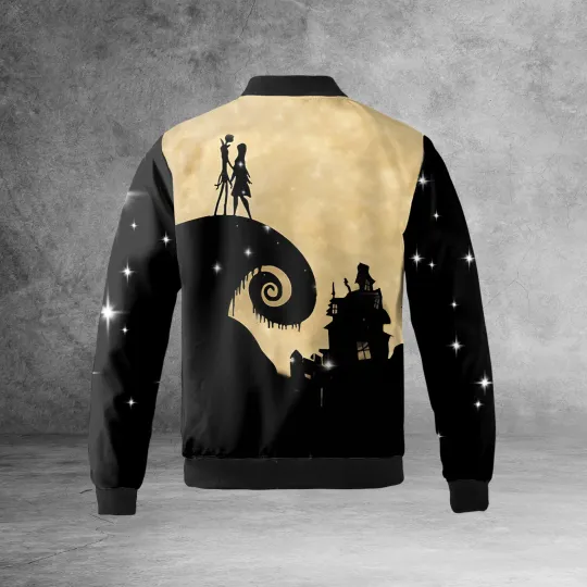 The Nightmare Before Christmas Jack And Sally On Spiral Hill Bomber Jacket