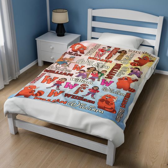 Personalized Watercolor Disney Pixar Turning Red Blanket, Custom Name Blanket