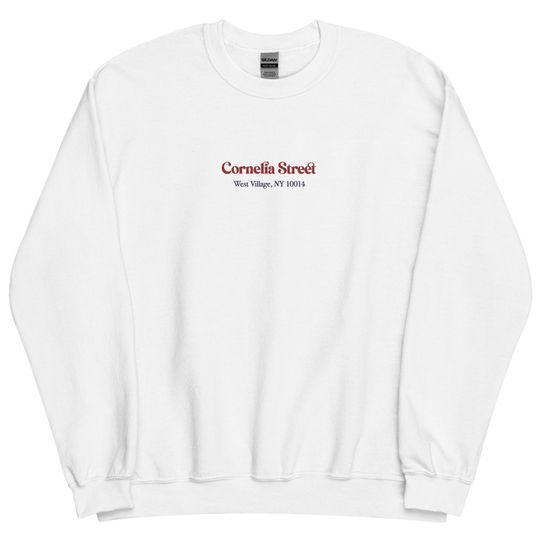 Cornelia Street Embroidered Crewneck Sweatshirt White Red Blue