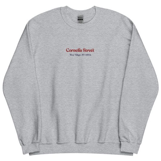 Cornelia Street Embroidered Crewneck Sweatshirt White Red Blue