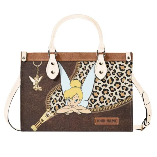 Personalize  Tinker Bell Leather Handbag, Disney Leather Handbag, Gift for Women