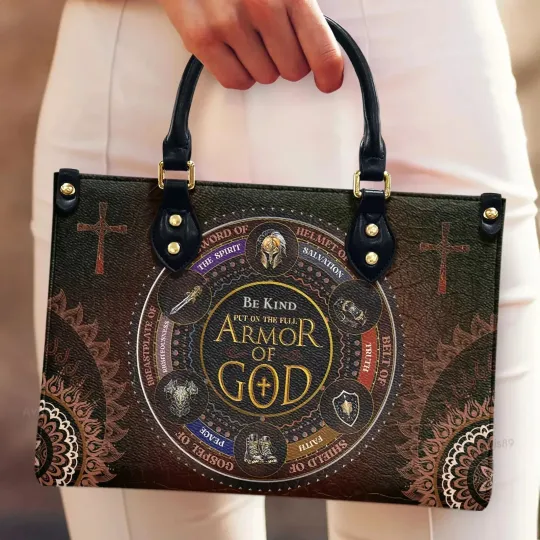 Personalized Armor Of God Leather Handbag, Christians Leather Bag Gift