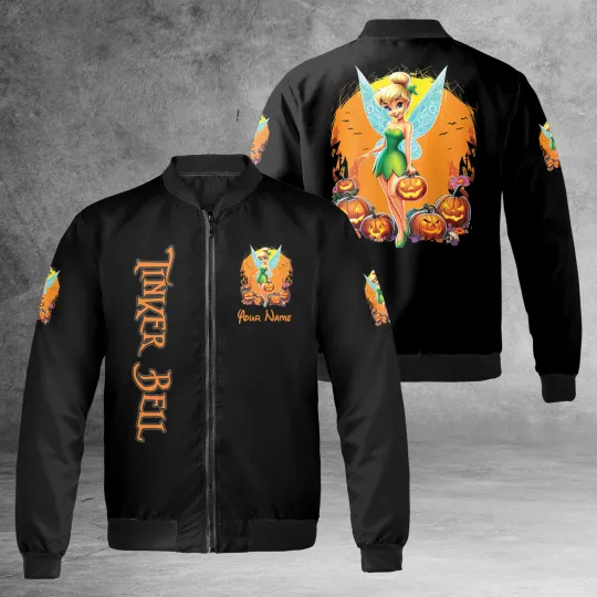 Personalized Princess Character Tinkerbell With Horror Pumpkin Jacket