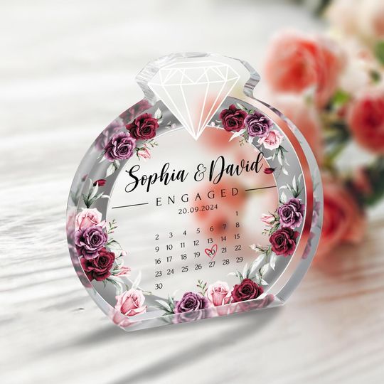 Customize Engaged Acrylic Plaque, Engagement Plaque, Engagement Keepsake Gifts, Couple Plaque, Newly Engaged Gifts, Engagement Gifts
