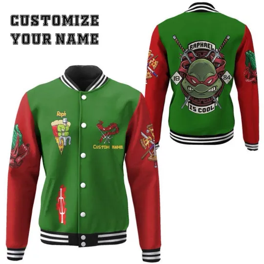 3D Raphael Raph TMNT Cosplay Custom Baseball Jacket