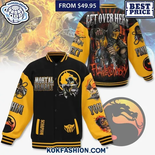 Mortal Kombat Get Over Here Baseball Jacket