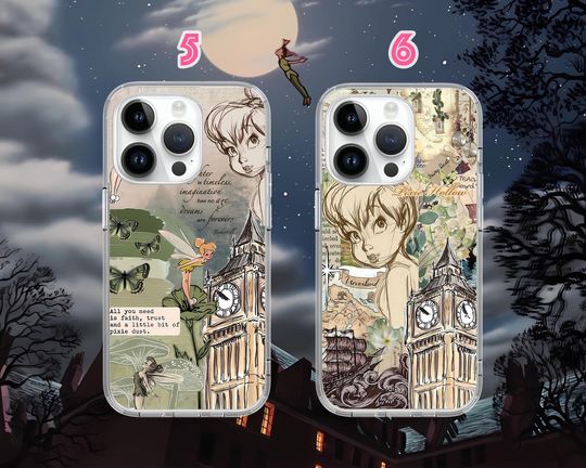 Peter Pan Tinker Bell Aesthetic Phone Case for iPhone 16 15 14 13 Pro Max Plus Mini