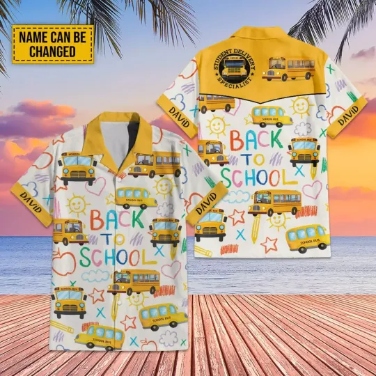 Personalized School Bus Driver Back To School Summer Aloha 3D HAWAII SHIRT