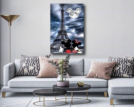 Mickey Love Banksy Canvas Poster Print, Disney Graffiti, Mickey Mouse Love Pop Art, Banksy Love Style Pop Art, Valentine's Day, Unframed