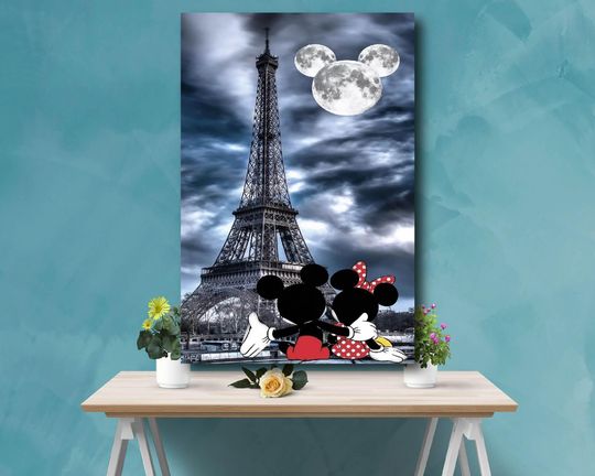 Mickey Love Banksy Canvas Poster Print, Disney Graffiti, Mickey Mouse Love Pop Art, Banksy Love Style Pop Art, Valentine's Day, Unframed