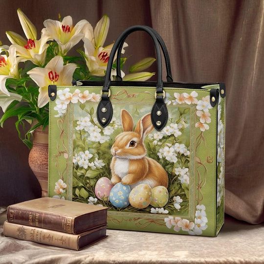 Leather Handbag Easter Elegance Bunny