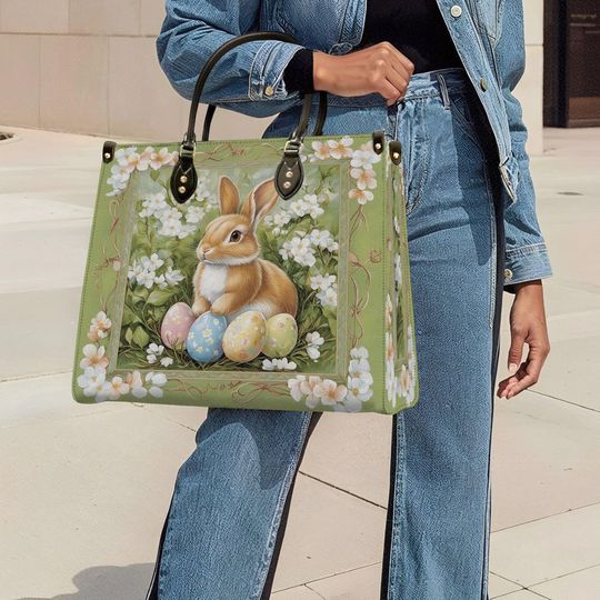 Leather Handbag Easter Elegance Bunny