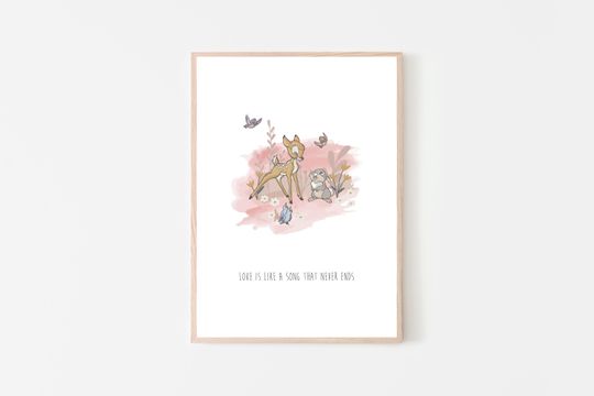 Love is like a song Wall Art Quote Print - Bambi