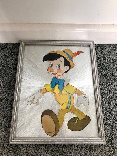 Vintage Pinocchio Disney Foil Art Picture