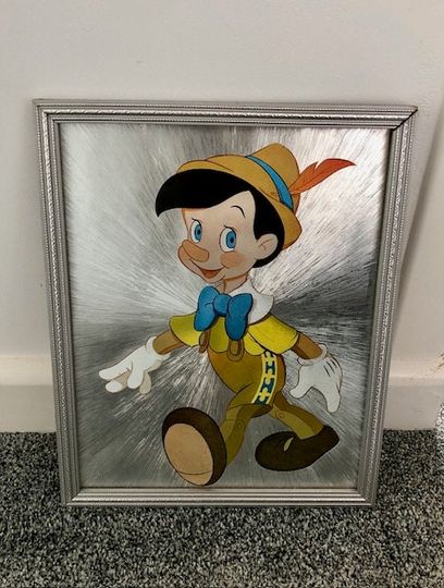Vintage Pinocchio Disney Foil Art Picture