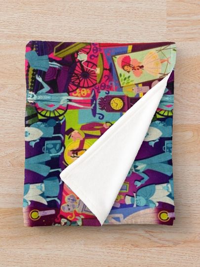 Retro Mansion Collage Throw Blanket