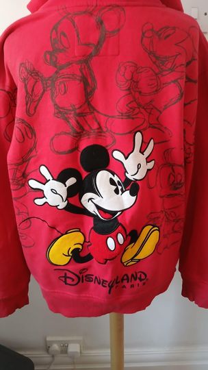 Red zip-up Mickey Mouse Paris hoodie