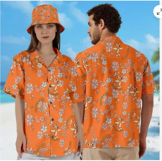 Cute Orange Bird Hello Sunshine Think Orange Thoughts Floral 3D HAWAII SHIRT