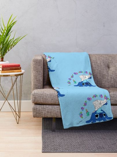Stitch mosaic white Throw Blanket