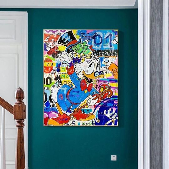 Graffiti Art Rich Scrooge McDuck Canvas Paintings Disney Wall Art Picture Posters Home Decor