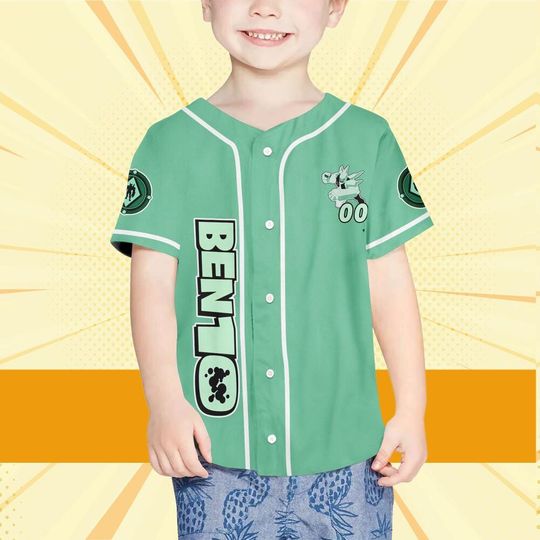 Personalize Ben 10 Petrosapien Green White Jersey, Cartoon Baseball Team Outfit