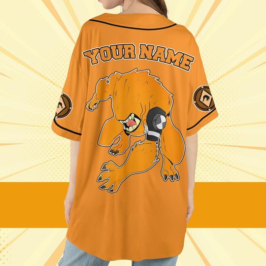 Personalize Ben 10 Vulpimancer Orange Black Jersey, Cartoon Baseball Team Outfit