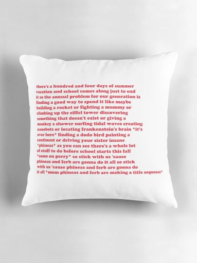 Phineas and Ferb Lyrics Pillow
