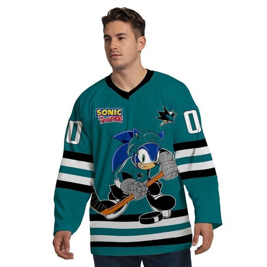 Personalized San Jose Sonic Hockey Jersey, The Hedgehog Jersey For Men With Your Team Name, Fan Hockey Jersey