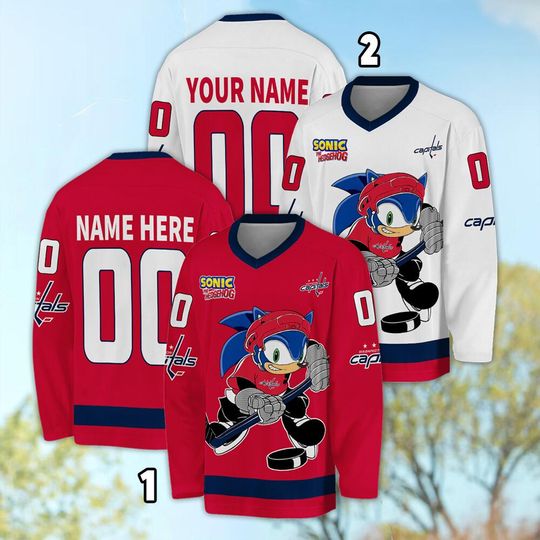Personalized Washington Sonic Hockey Jersey, The Hedgehog Jersey For Men With Your Team Name, Fan Hockey Jersey