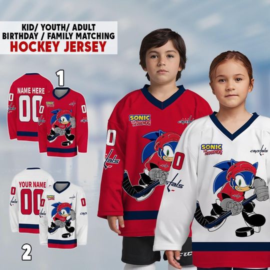 Personalized Washington Sonic Hockey Jersey, The Hedgehog Jersey For Men With Your Team Name, Fan Hockey Jersey