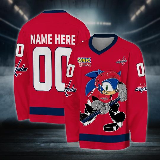 Personalized Washington Sonic Hockey Jersey, The Hedgehog Jersey For Men With Your Team Name, Fan Hockey Jersey