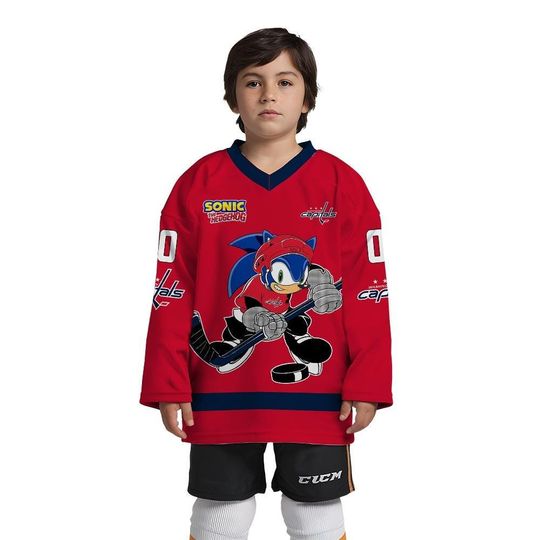 Personalized Washington Sonic Hockey Jersey, The Hedgehog Jersey For Men With Your Team Name, Fan Hockey Jersey